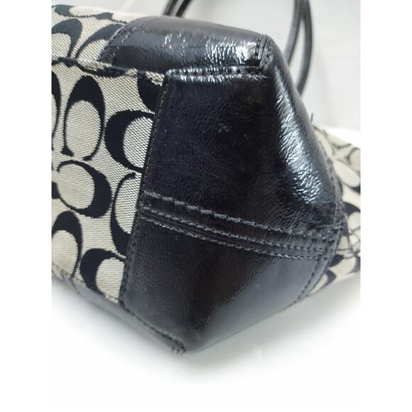 Coach Bleecker Signature Black Canvas Leather Trim Top Handle Tote Shoulder Bag - Picture 14 of 15